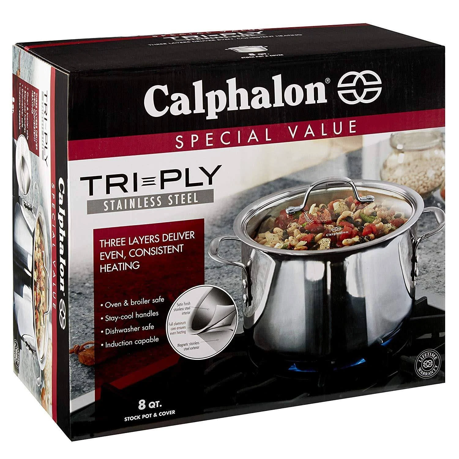 Calphalon 8-qt. Stainless Steel Tri-Ply Covered Stock Pot