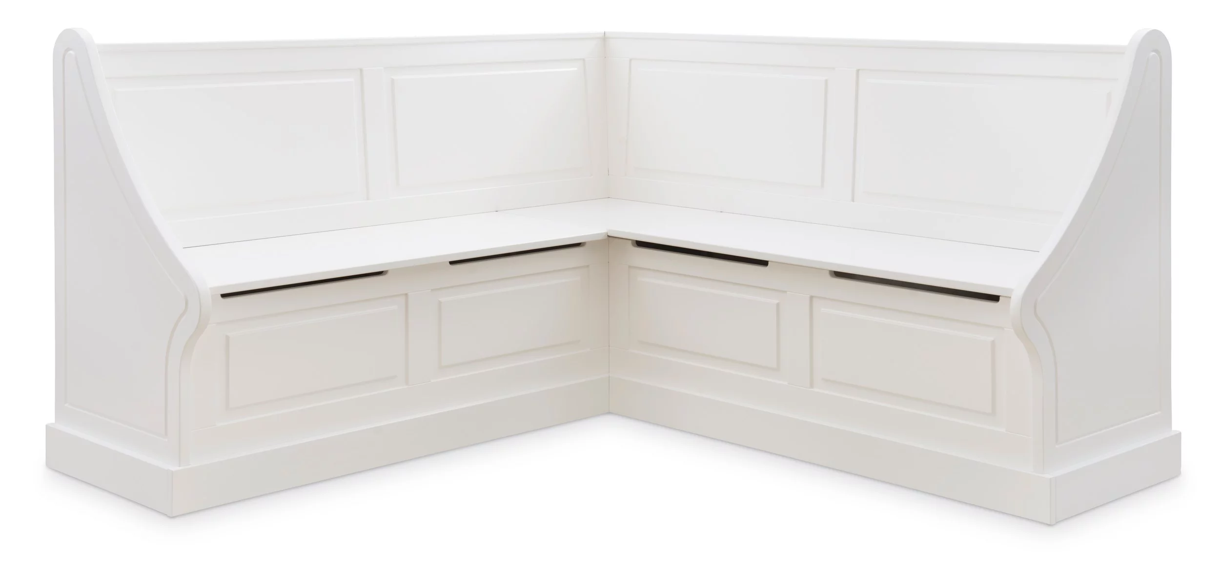 Linon Tobin Wood Corner Dining Breakfast Nook Bench with Storage, Seats 4, White Finish (Table sold separately)