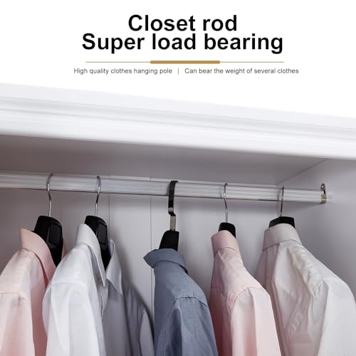 Large Armoire Wardrobe Closet Freestanding 2 Door Drawer Wooden for Bedroom Clothes Organizer Storage Cabinet with Metal Handle Hanging Rod and Shelves White 31.5" L x 19" W x 70.8" H