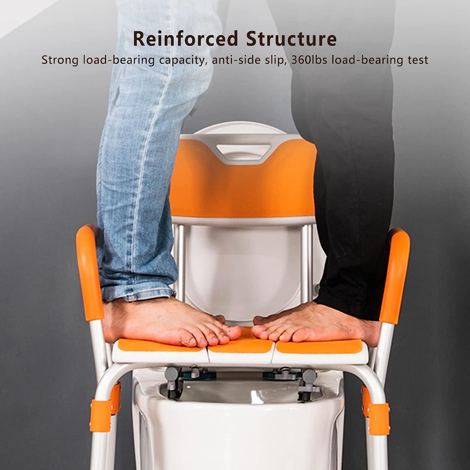 KOHARA Bedside Commode Chair, Height Adjustable Shower Chair w/Safety Frame & Anti-Slip Foot Pads, Portable Toilet, Raised Toilet Seat for Elders, Disabled Pregnant Woman