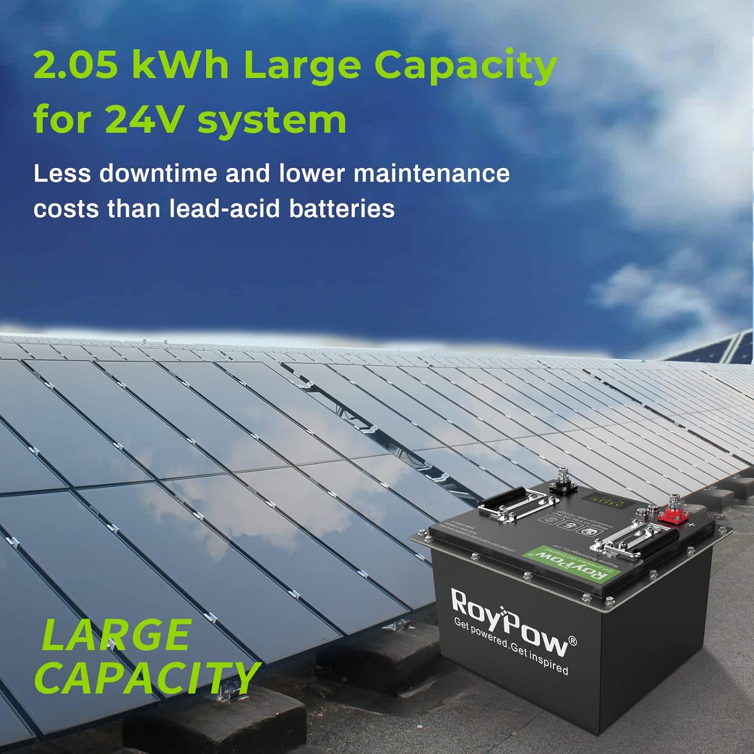 12V Lithium Battery 30Ah, RoyPow Deep Cycle LiFePO4 for RV, Solar Marine and Off-grid Applications