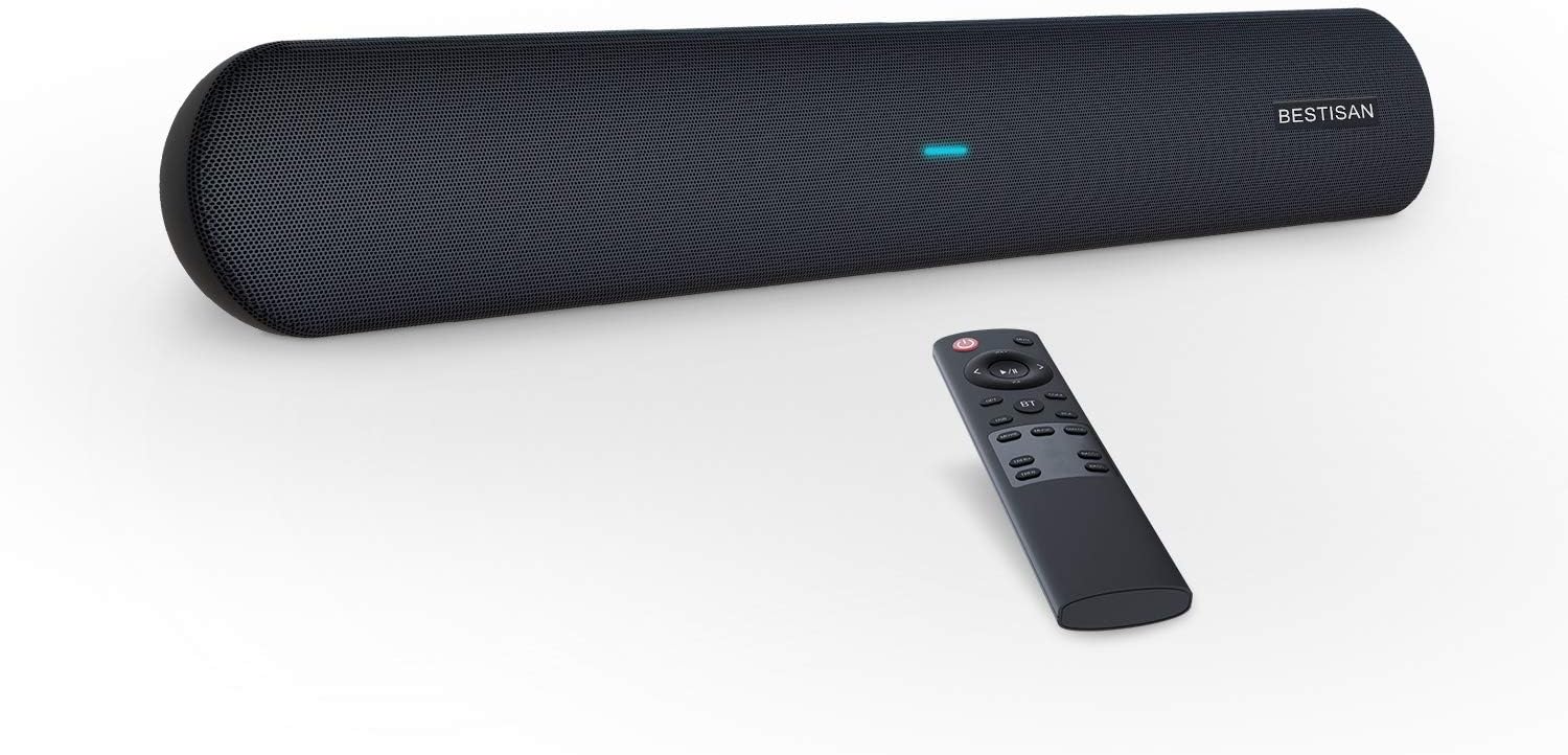 Sound bar, Bestisan Soundbar TV Sound bar Wired and Wireless Bluetooth Audio Speakers(28 Inches, 4 Drivers, Bluetooth 5.0 Version, Optical Cable Included, Bass Adjustable) Pack of 2