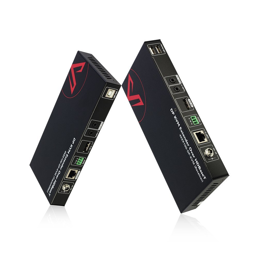 AV Access HDMI USB Extender(HDBaseT) KVM,100m(330ft) 4K 60Hz 1080p 120Hz Over Cat5e/6a,Keyboard+Mouse+HDMI+USB,4 Ports USB2.0, No Signal Loss and Latency, RS232, POE, Independent EDID Management