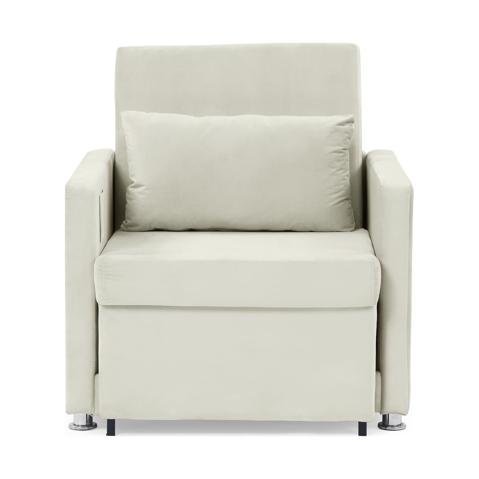 Sofa Bed Chair 2-in-1 Convertible Chair Bed, Lounger Sleeper Chair for Small Space with One Pillow, Beige Velvet