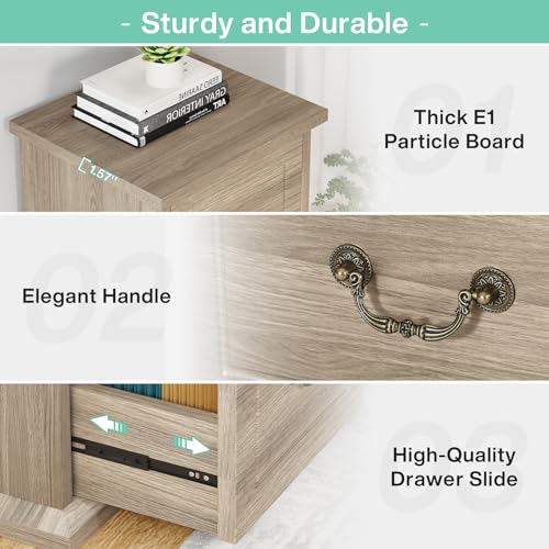 Tribesigns 4-Drawer File Cabinet Filing Cabinet, Vertical File Cabinet Home Office Wood Filing Cabinet for A4 /Letter Size Narrow Tall File Cabinet for Home Office, Walnut
