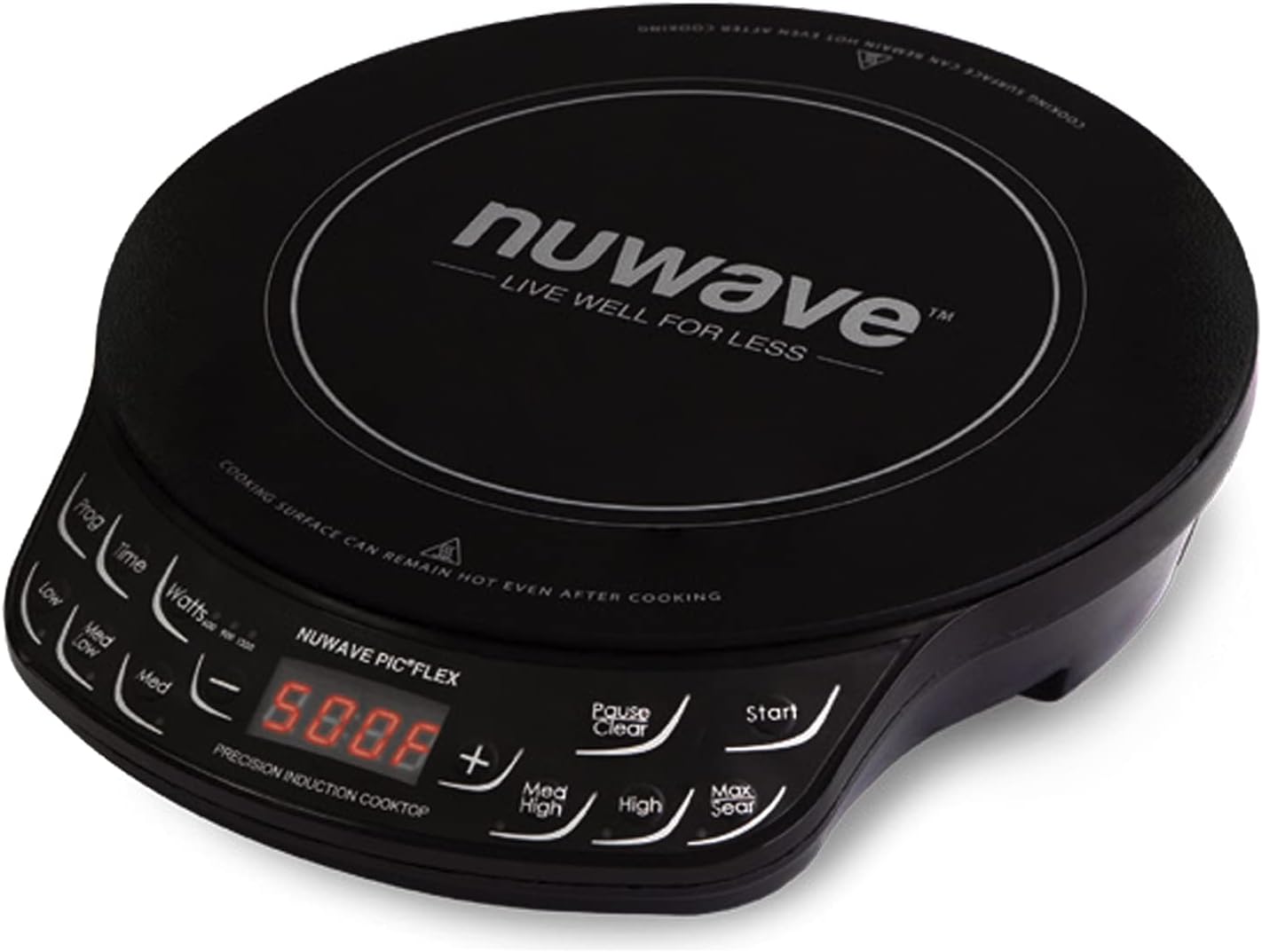 NUWAVE Gold Precision Induction Cooktop, Portable, Powerful with Large 8” Heating Coil, 52 Temperature Settings from 100°F to 575°F in 10°F Increments, 3 Wattage Settings 600, 900, and 1500 Watts, 12” Heat-Resistant Cooking Surface, Safe for Jumbo St