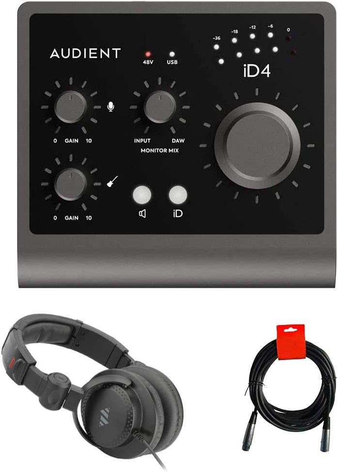 Audient iD4 MKII USB-C Audio Interface Bundle with Polsen Studio Monitor Headphones & XLR Cable