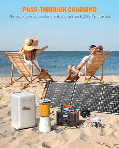 Portable Power Station 300W (Peak 600W), GRECELL 230.88Wh Solar Generator with 60W USB-C PD Output, 110V Pure Sine Wave AC Outlet Backup Lithium Battery for Outdoors Camping Travel Home Blackout
