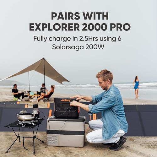 Jackery SolarSaga 200W Portable Solar Panel, IP68 with Sunlight Angle Indicator, Compatible with Jackery 1500 Pro/2000Pro/2000 Plus/3000Pro Solar Generator, for Rooftops Outdoor Camping and RVs