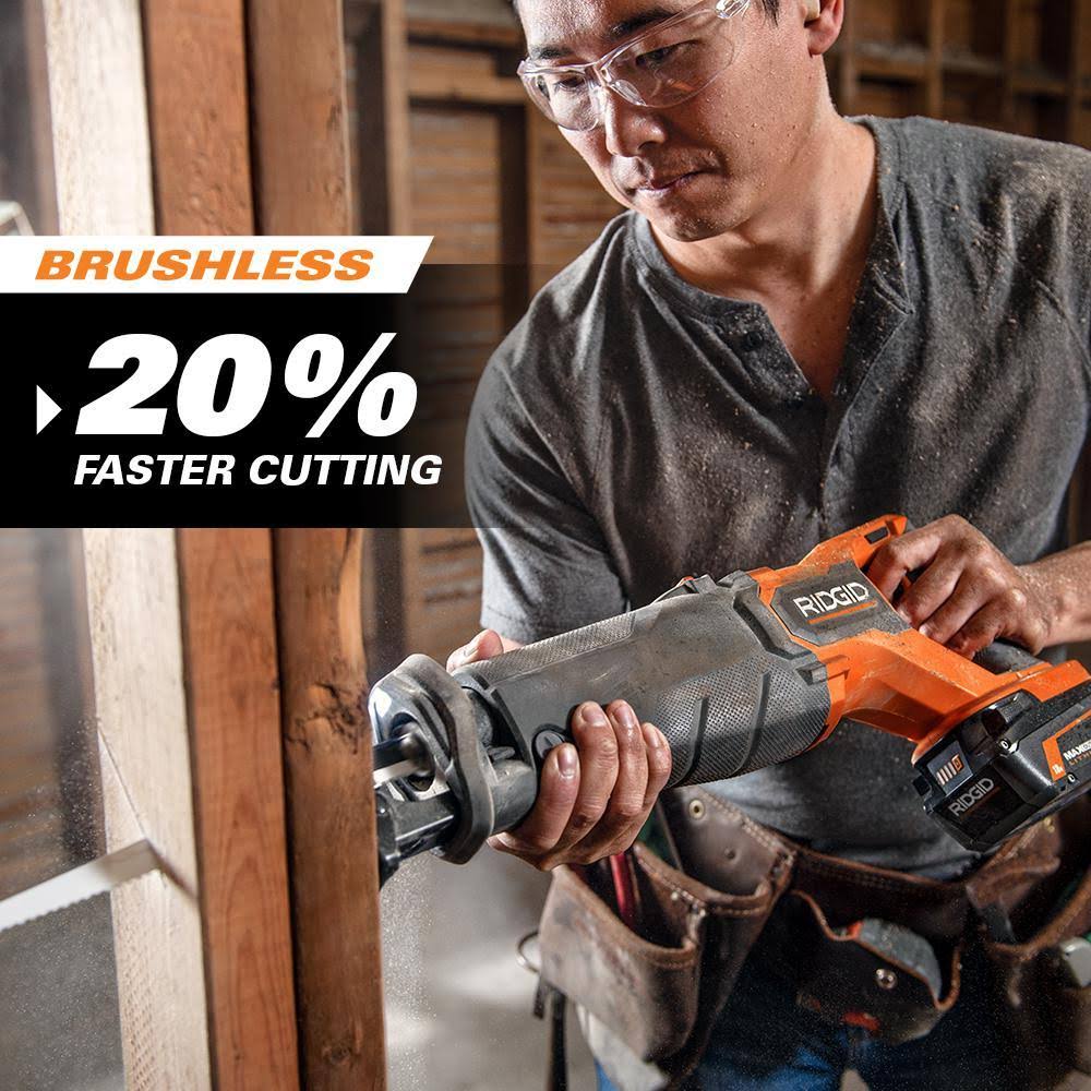 Ridgid 18V Brushless Cordless Reciprocating Saw Kit with (1) 4.0 Ah Battery and Charger R8647KN