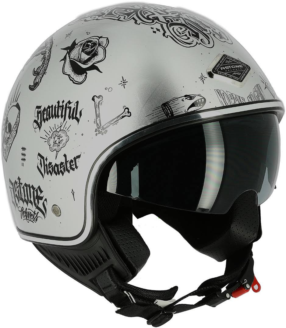 Astone Mini 66 Flash Tattoo Jet Helmet Silver L