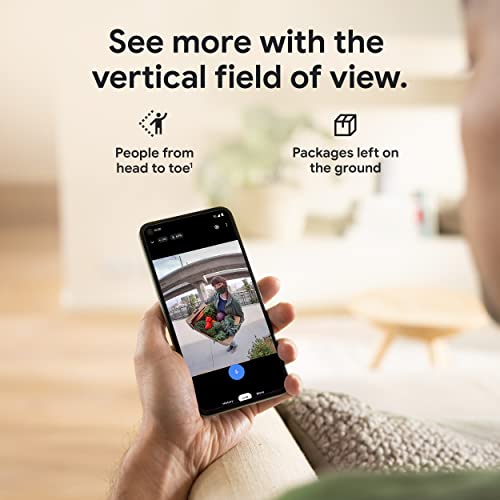 Google Nest Doorbell (Wired, 2nd Gen) - Wired Video Doorbell Camera - Doorbell Security Camera - Snow