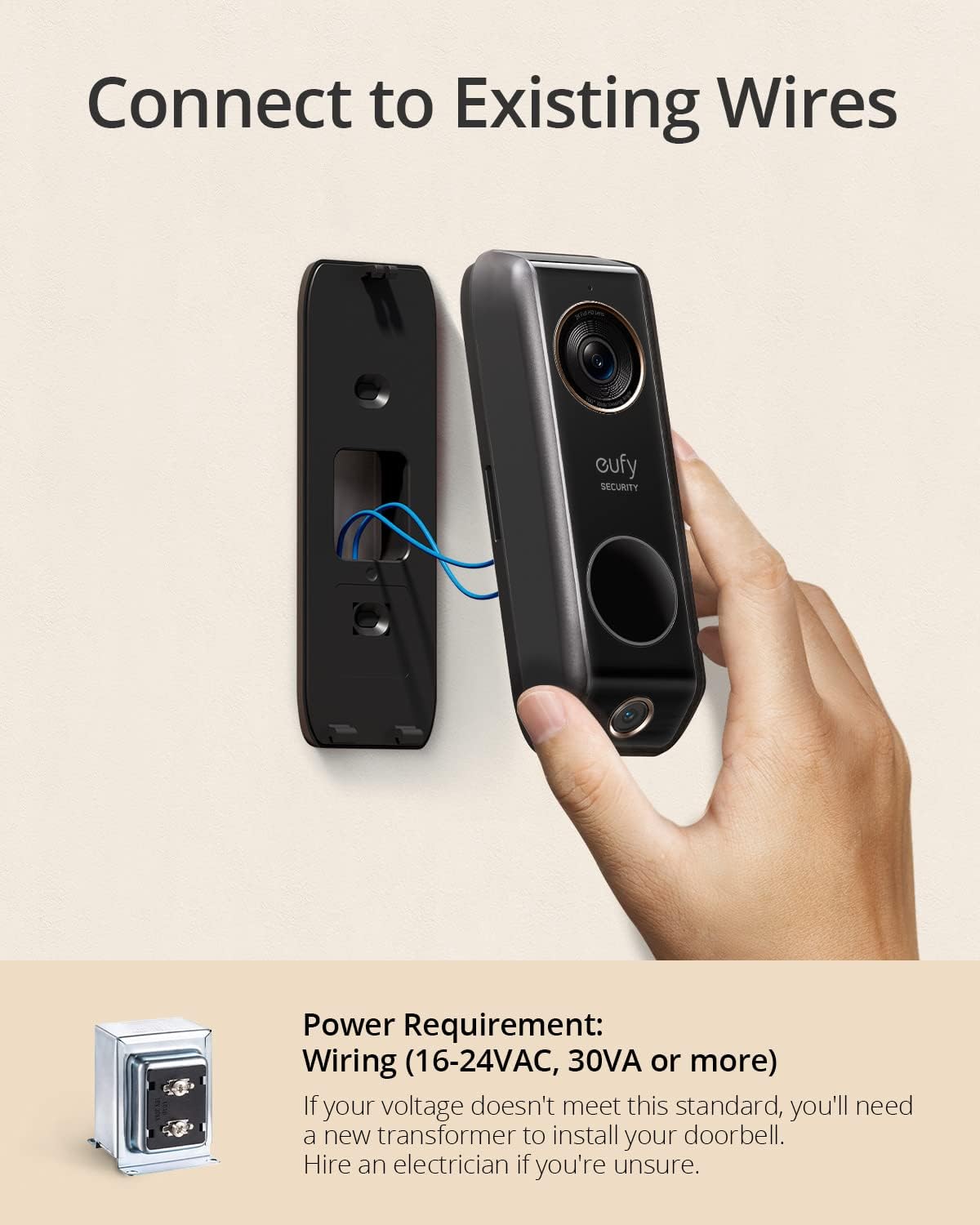 eufy Security Video Doorbell Dual Camera (Wired) with Chime, Dual Cam, Delivery Guard, 2K with HDR, No Monthly Fee, 16-24V, 30VA