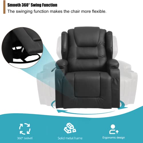Swivel Rocker Recliner, Nursery Rocking Chairs 360 Degree,Manual Glider Recliner Chairs for Living Room,Upholstered Swivel Single Sofa Seat with Cup Holders, Side Pockets, Pillow