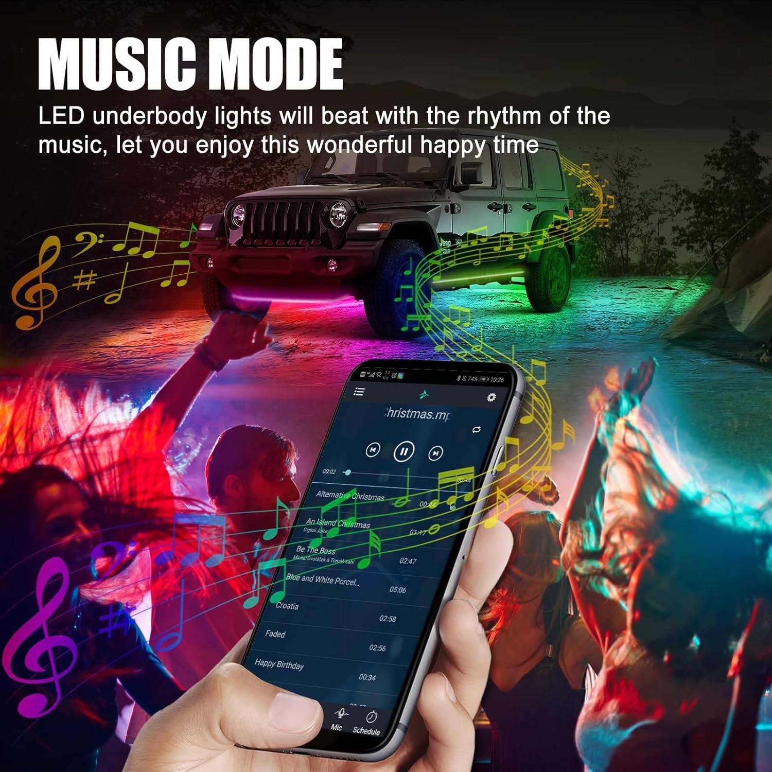 Car Underglow Lights Exterior, LED Underbody Light Kit, 6 PCS Car Underglow Lights Music Sync DIY Mode, Glow Light Kits for Car SUV Ttruck