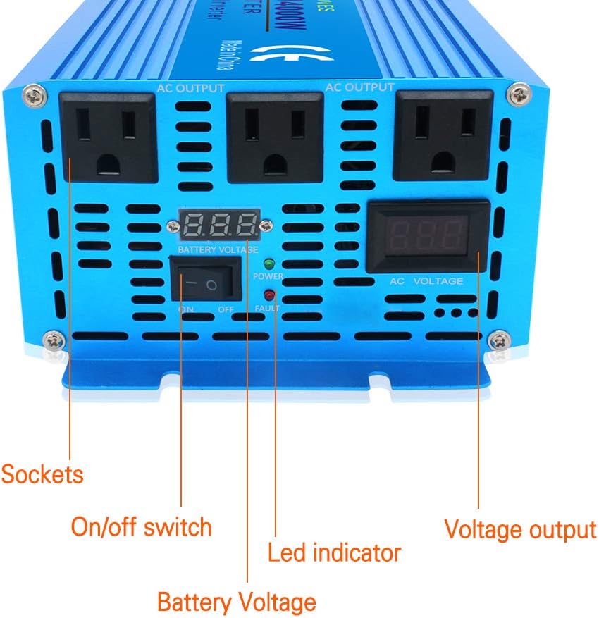 Cantonape Pure Sine Wave Inverter 4000W Power Inverter 24V to 110V DC to AC with LED Display Remote Controller for Truck RV Home Solar System