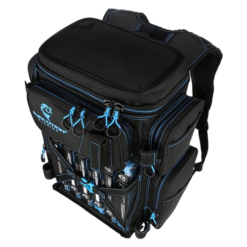 Evolution Fishing Drift Series Tackle Backpack – Seafoam, 3600 Size, Outdoor Rucksack w/ 6 Fishing Tackle Trays, Built In Rain Fly, Heavy Duty Fishing Backpack, Tackle Carrying Case