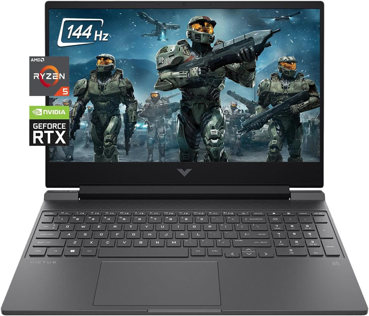 HP Victus 15.6" Full HD 144Hz Gaming Laptop, AMD Ryzen 5 7535HS, 16GB Memory, NVIDIA GeForce RTX 2050, 512GB SSD, Bluetooth, Wi-Fi, Backlit Keyboard, Windows 11, Mica Silver, W/GaLiMu