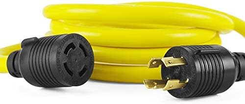 ACKING Extension Cord NEMA L14-30P to L14-30R SJTW 10GUAGE 3 Prong Generator Cord Adapter, Heavy Duty L14-30 Twist Locking Connector Outlet Generator Power Cord up to 7500W (50FT)