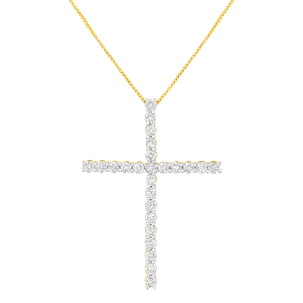 Sterling Silver 3ct TDW Diamond Cross Pendant Necklace (J-K, I2-I3)