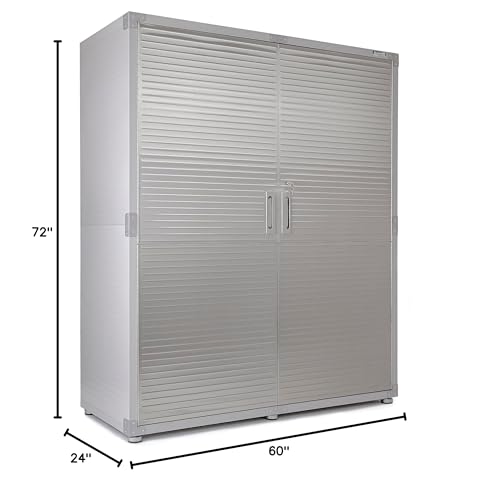 Seville Classics UltraHD Solid Steel Lockable Metal Storage Cabinet Locker Organizer, w/Adjustable Shelves for Garage, Warehouse, Office, Classroom, Granite, 48" W x 24" D x 72" H