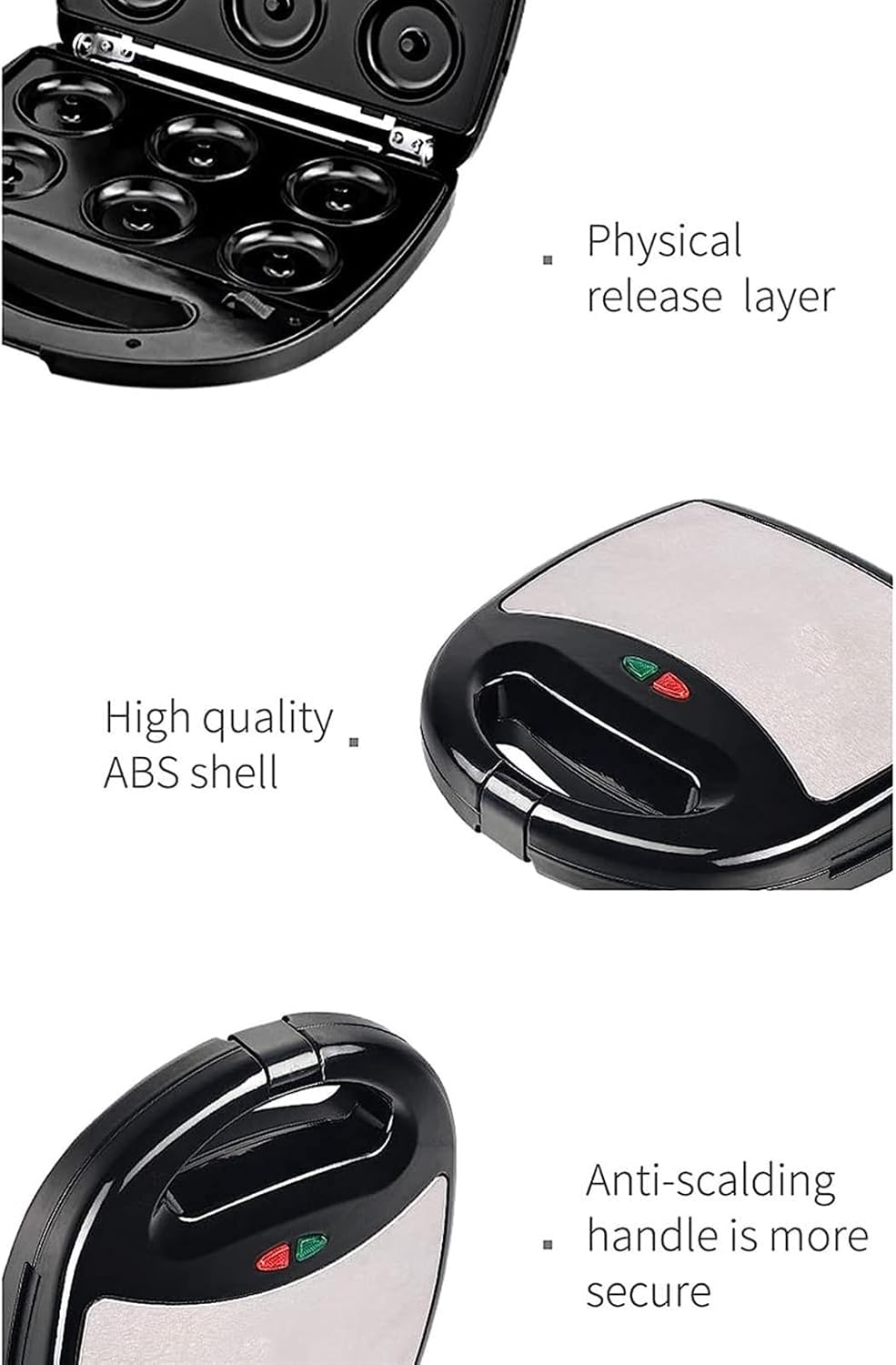 Sandwich Maker, 750W Sandwich Grill and Waffle Maker Set with 4 Interchangeable Plates and Non-Stick Coating, Cool-touch Integrated Handles, for Sandwiches, Steaks, Croissants