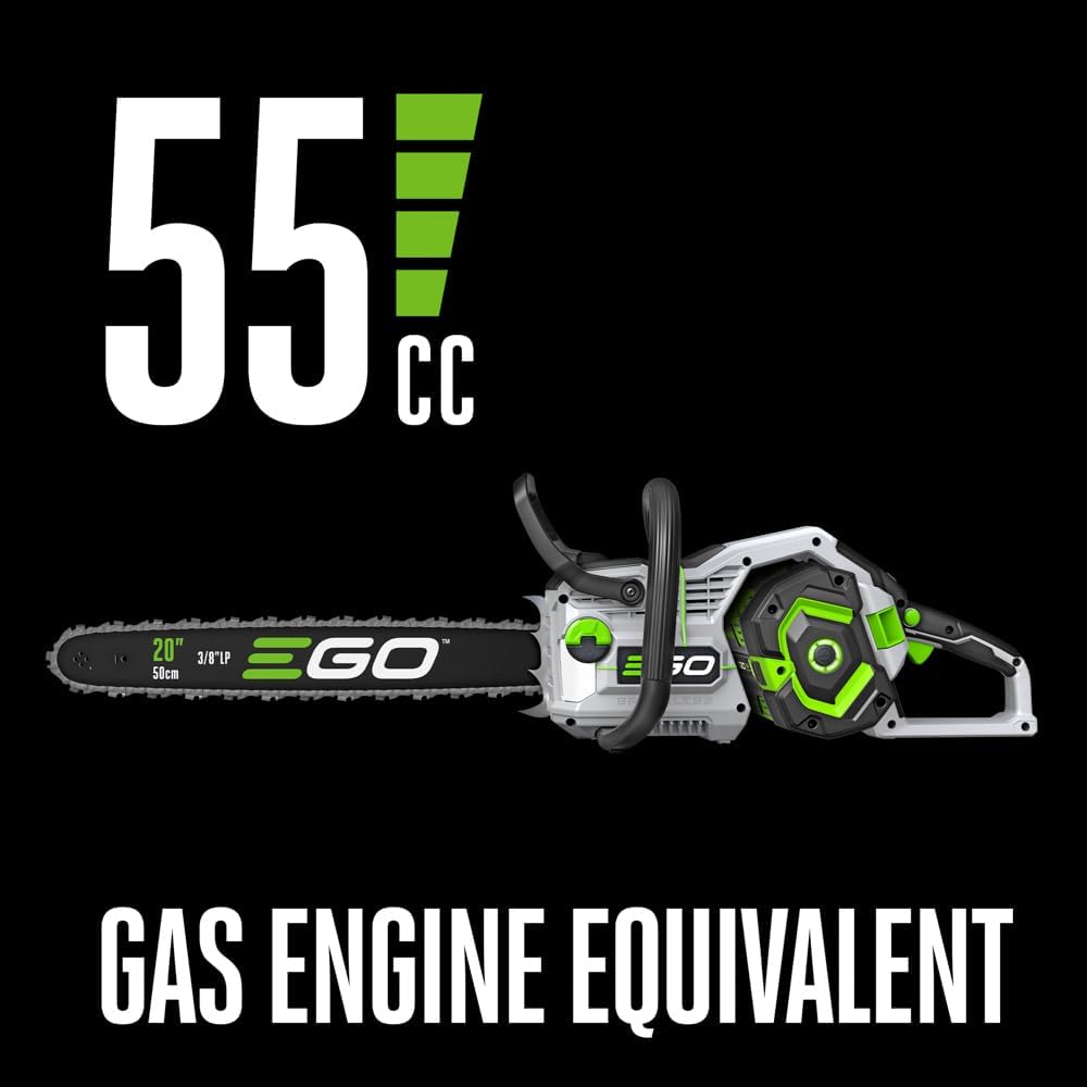 EGO Power+ CS2005 20-Inch 56-Volt Lithium-ion Cordless Chainsaw with Digital Display, LED Work Light, 6Ah Battery and 320W Charger