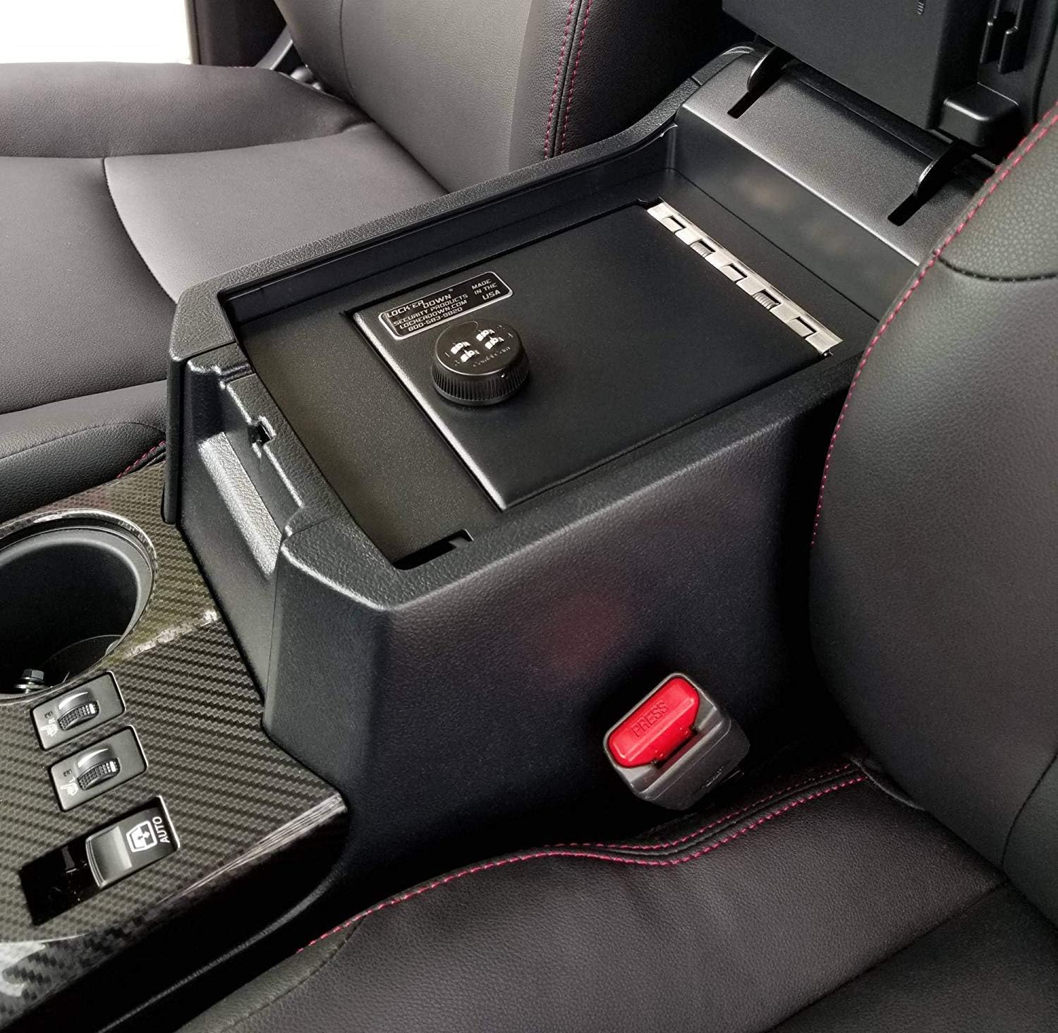Lock’er Down Console Safe with 4 Digit Combo, Keep Personal Items Secure and Organized in Car, Compatible With 2014 1500 Series Sierra, Silverado with Floor Console