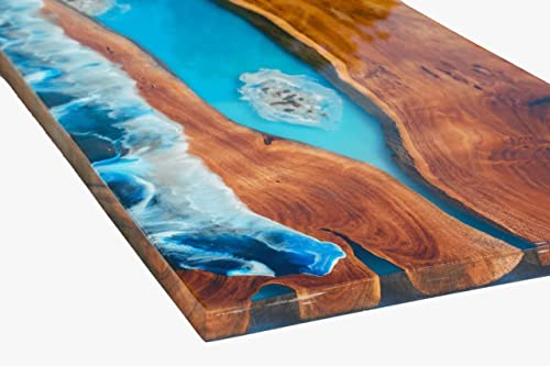 Customized Large Epoxy Table, Resin River Dining Table for 2, 4, 6, 8, Living Room Table Epoxy Coffee Table Top, Bar Counter (16.5" Inches Tall, 48 x 24 Inches)