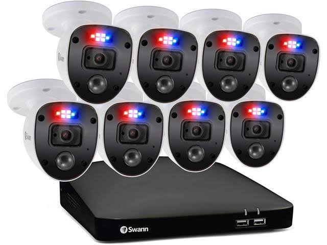Swann Home Security Camera System 8 Channel 8 Cameras DVR Cctv, Wired Surveillance 1080p Full HD + 1TB Hdd, Color Night Vision,