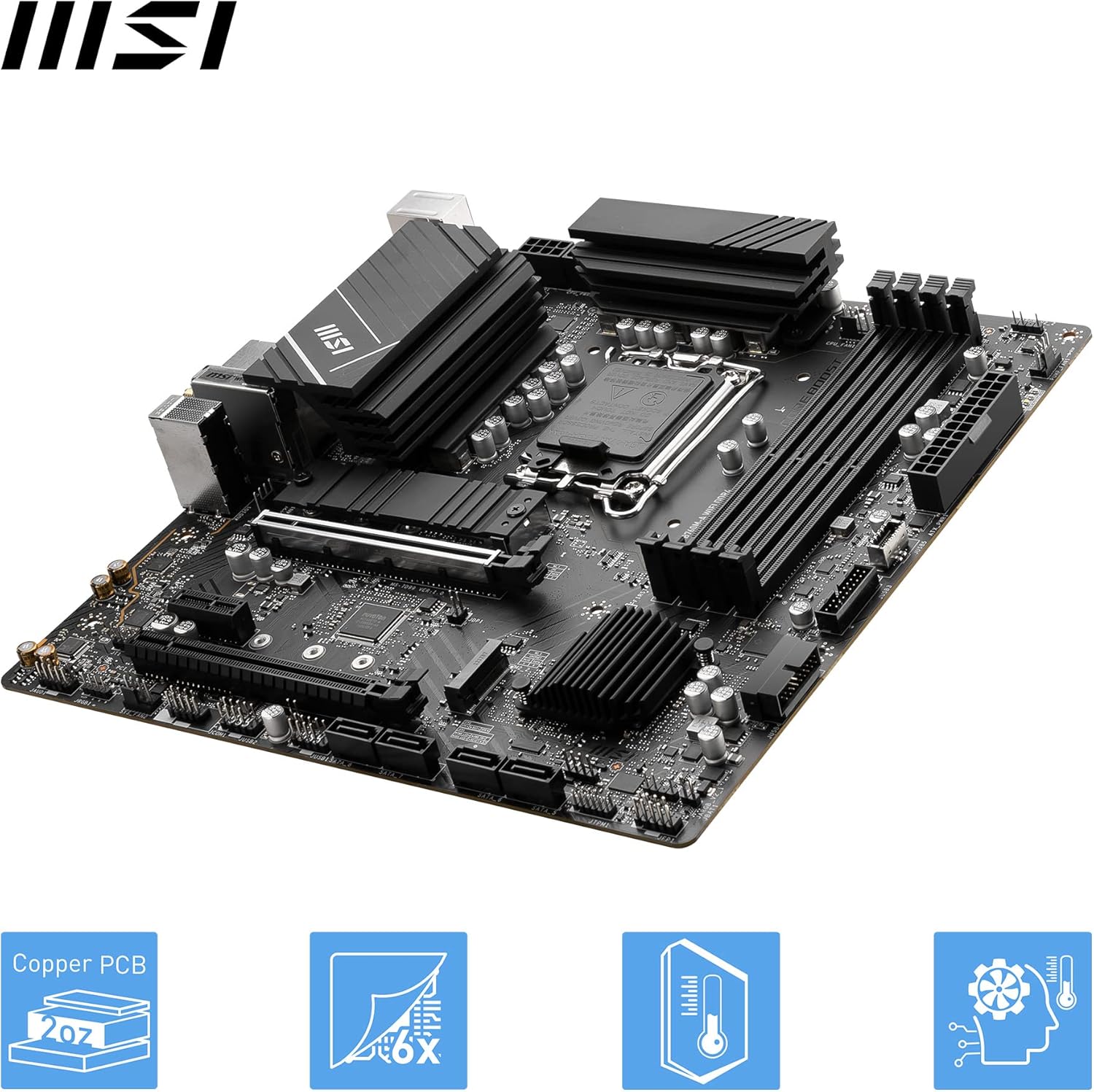 MSI PRO B760M-A WIFI DDR4 mATX Motherboard, 4x DDR4~128GB, 2x PCI-E x 16, 1x PCI-E x 1, 2x M.2, 4x SATA, 4x USB 3.2 , 2x USB 2.0
