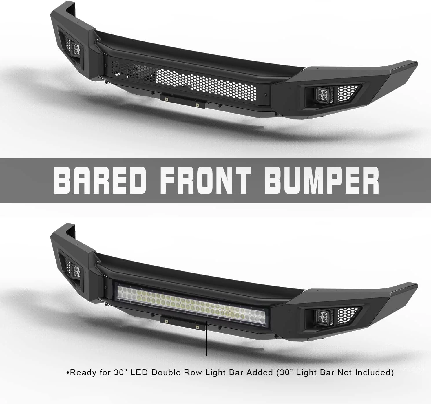 IRONBISON Barde Front Bumper Fit 14-21 Toyota Tundra (Excl.Radar Blind Spot Monitoring Systems) Heavy Pickup Truck Bull Bar Steel Bumper with 2 LED Fog Light Splash Guard Can Add 30” LED Light Bar