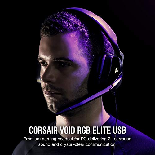 CORSAIR VOID RGB ELITE Wireless Gaming Headset – 7.1 Surround Sound – Omni-Directional Microphone – Microfiber Mesh Earpads – Up to 40ft Range – iCUE Compatible – PC, Mac, PS5, PS4 – White