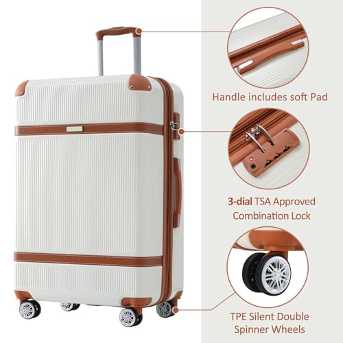 Merax 3 Piece Luggage Set, ABS Hardshell Suitcase with Spinner Wheels and TSA Lock, Lightweight Expandable Suitcase Set, 20”+24”+28”, Green