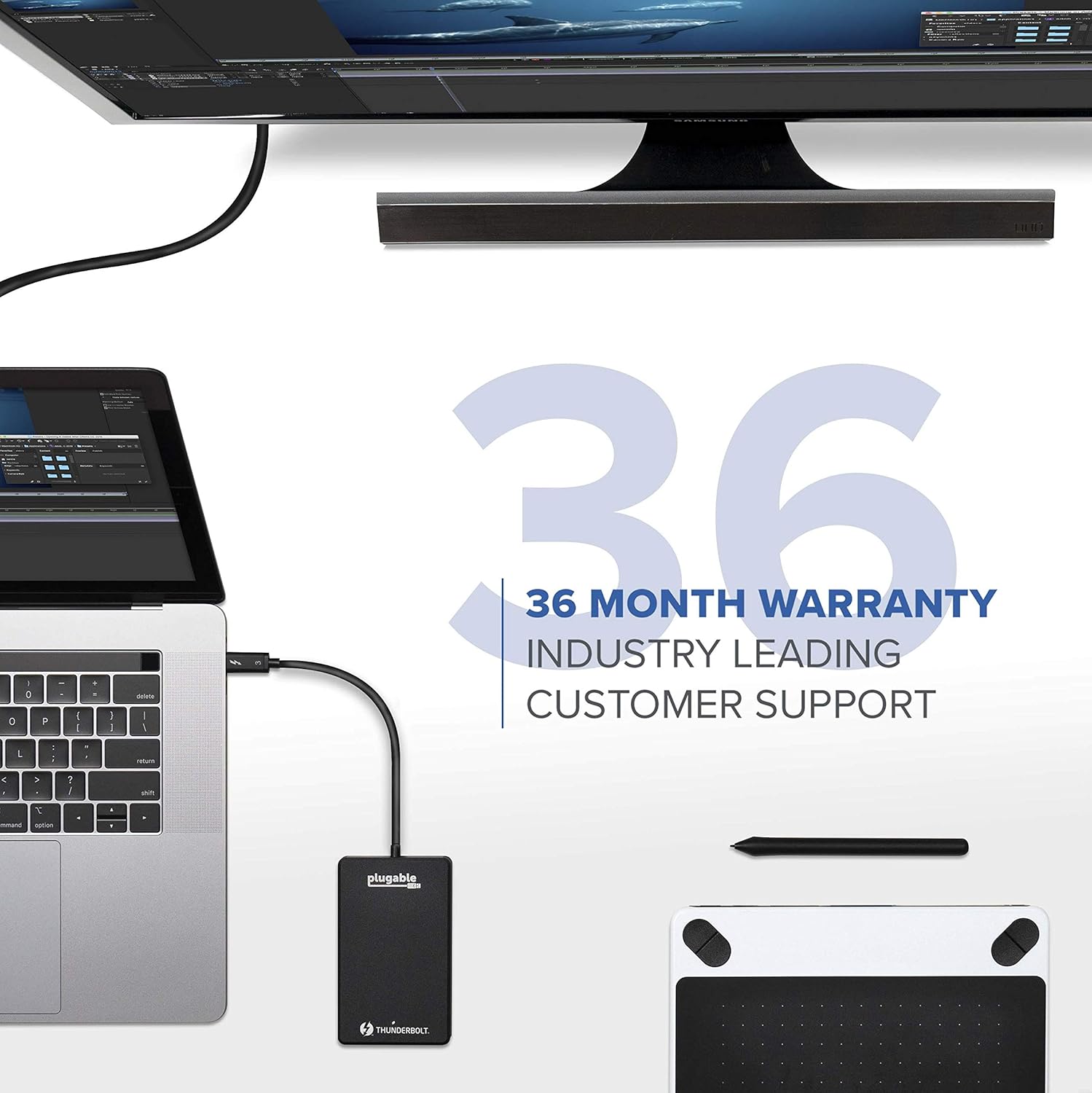 Plugable 2TB Thunderbolt 3 External SSD NVMe Drive (Up to 2400MBs/1800MBs R/W)