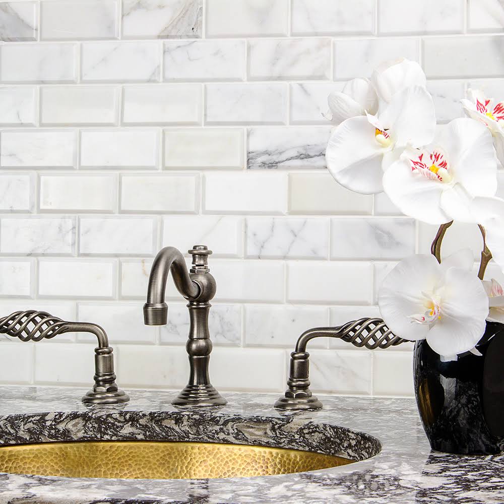 2x22 x 4x22 Beveled Marble Mosaic Tile White/Gray Ivy Hill Tile