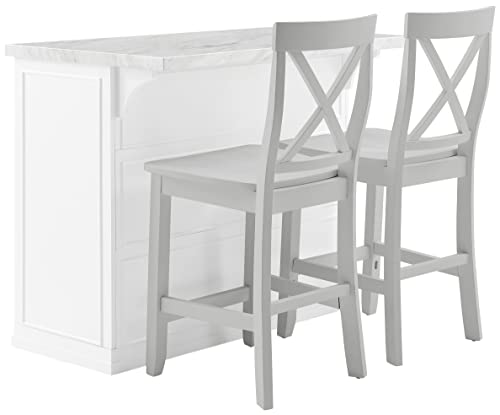 Crosley Furniture Cutler Kitchen Island with Faux Marble Top, White