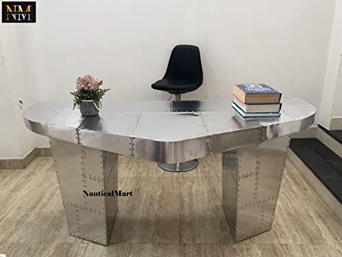 NauticalMart Aviator Wing Desk Wing Shaped Aluminium Desk Home Office Decor Furniture (72 Inches)