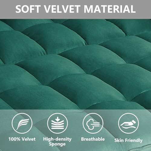 3 in 1 Convertible Sleeper Sofa Bed,Futon Loveseat Couch with Pull-Out Bed & Adjustable Backrest,Velvet Fabric Sofa with Side Pocket for Small Apartment, Living Room, Office (Black)