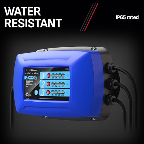 Schumacher Ship ‘n Shore SC1645 15A 12V Three-Bank On-Board Marine Sequential Battery Charger – for Lithium, Standard, AGM, and Deep-Cycle Batteries – Fully Automatic – Water Resistant