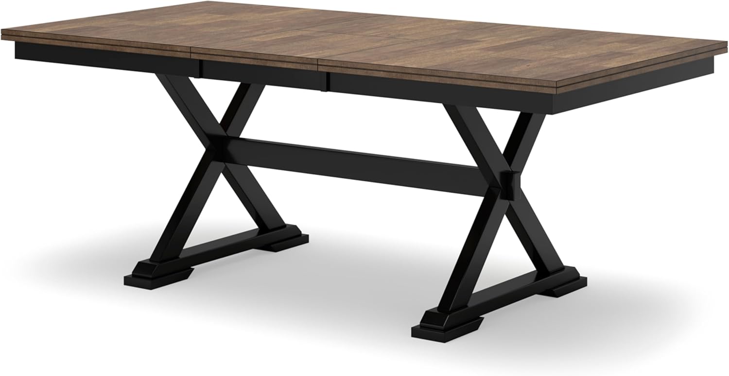 Signature Design by Ashley Wildenauer Dining Extension Table, 78" W x 40" D x 30" H, Black & Dark Brown