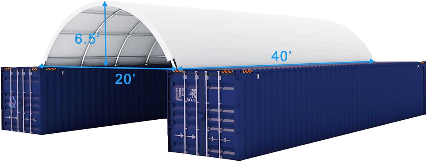 Shipping Container Canopy Shelter, Stable & Durable Cover Storage Container Roof (11oz PE, 20'x40')