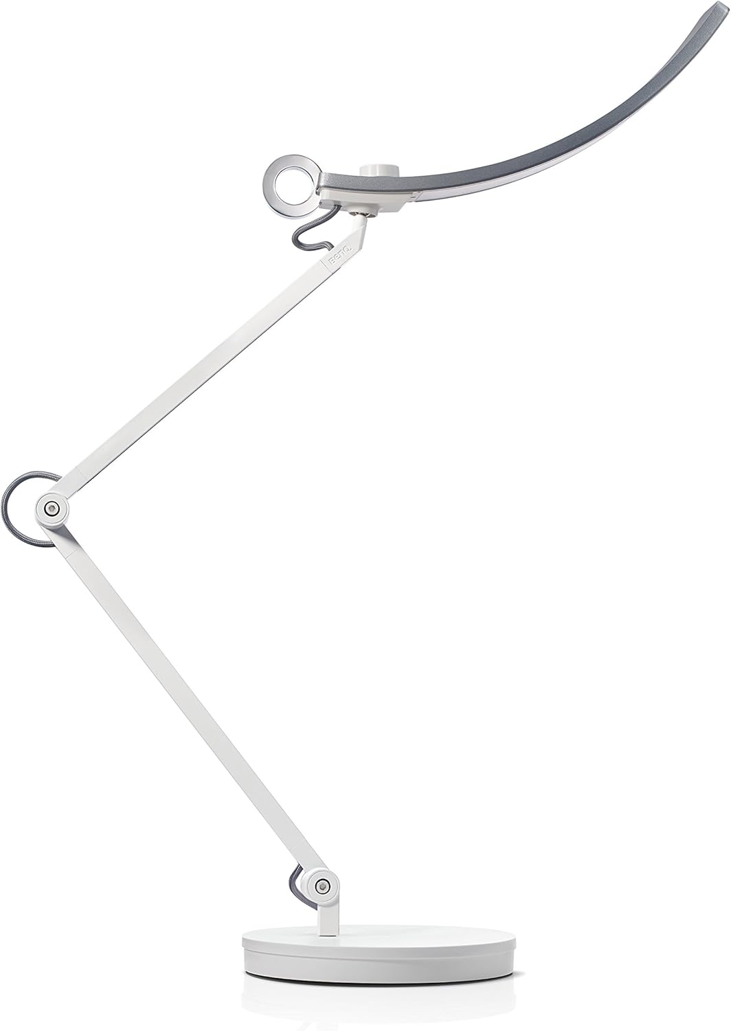 BenQ eReading LED Desk Lamp/Task Lamp/Swing Arm Lamp: Eye-Care, Auto-Dimming, CRI 95, 13 Color Temperatures, 35” Wide Illumination for Home Office, Bedroom, Living Room (Silver)