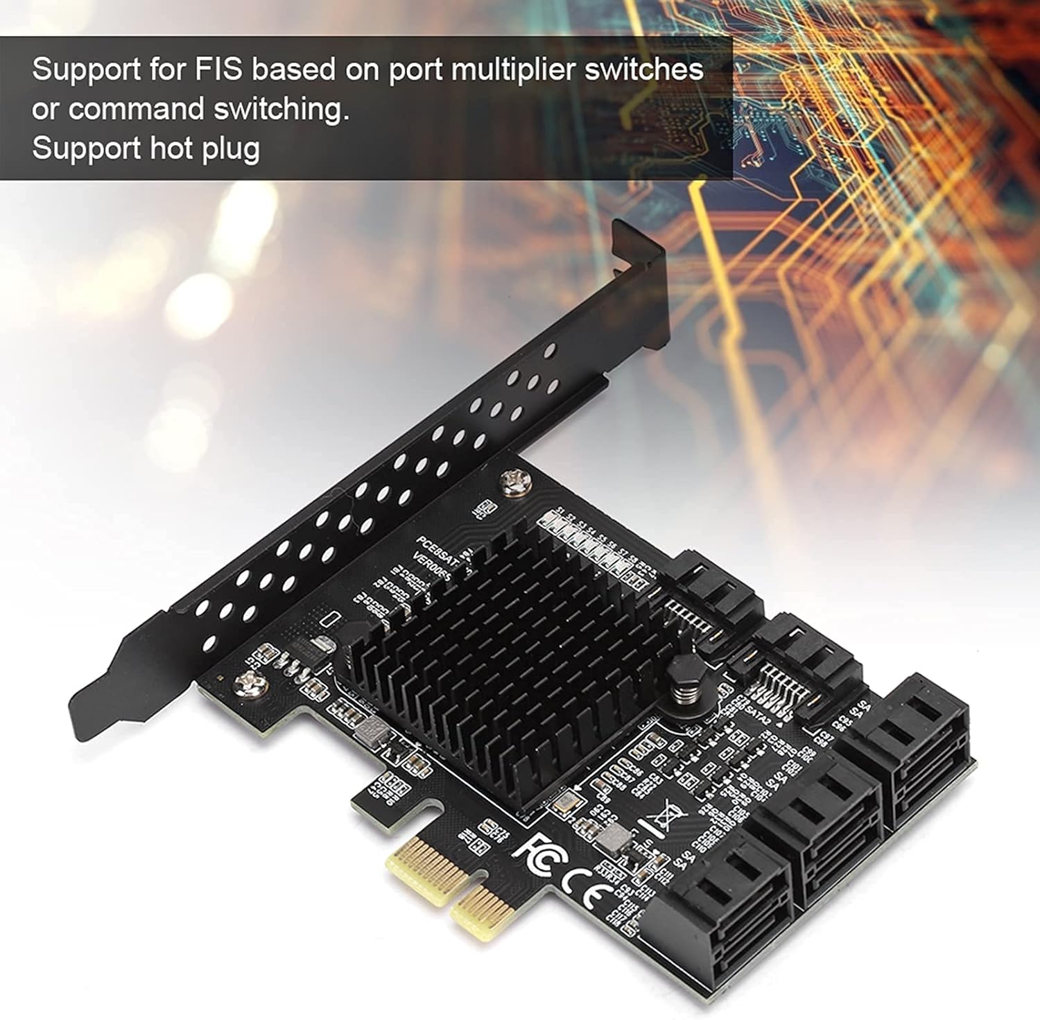 Heayzoki 8 Ports PCI-E to SATA 3.0 Card,PCI Express PCI-e Expansion Card,PCI-E to SATA3.0 Controller Expansion Board,for Windows 7/8/XP/10,with Driver Disc,Semi-High Baffle