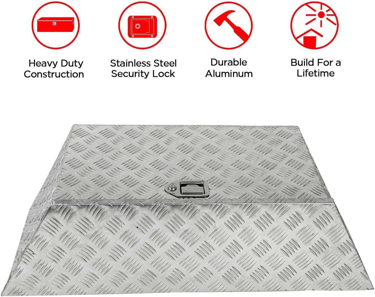 LucaSng Trailer Tongue Box Wide Utility Trailer Tongue Tool Box Pick Up Aluminum Truck Tool Box 39 X 16.5 X 12 Inch Silver