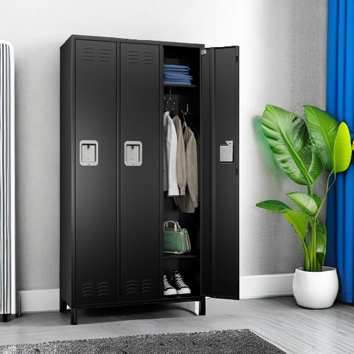 METAN Metal Storage Locker for School Office Gym Bedroom, 12 Doors Locker Cabinet for Employees, Industrial Steel Storage Locker with 12 Hooks, Assembly Required (12 Door-Light Gray)
