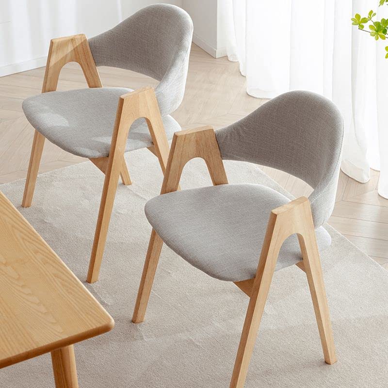 CraftThink Modern Dining Chairs, 4-Piece Upholstered Arm Chair Matte Finish Open Dining Chair Natural Wood Side Chair for Milk Tea Shop Kitchen Dining Room (Brown+Walnut color Wood)