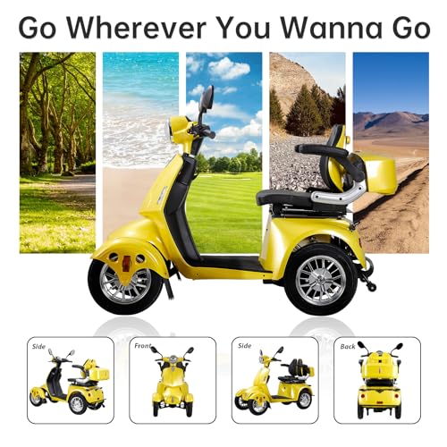 Mobility Scooters for Seniors & 4 Wheel Powered Mobility Scooters - 800W Motor, 60V20Ah Battery, 500lbs Weight Capacity - Electric Wheelchairs for Adults, Long Range Power for Travel（Rose Gold）