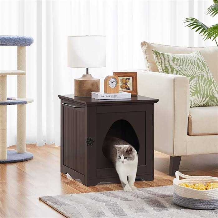 Topeakmart Espresso Furniture Indoor Cat Litter Box - Pet Supplies online store