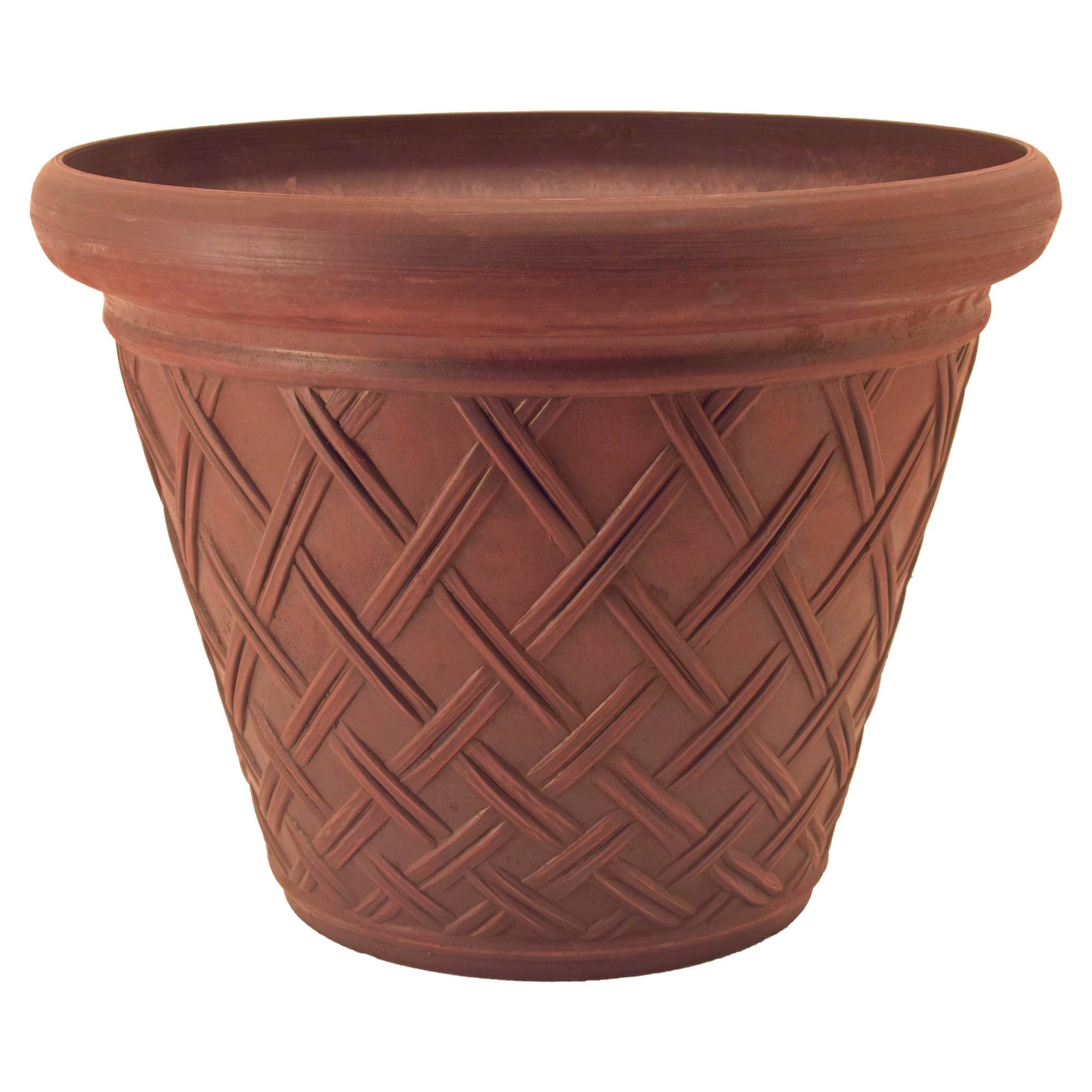 Arcadia Garden Products MB46 Basket Weave Round Pot Terra Cotta